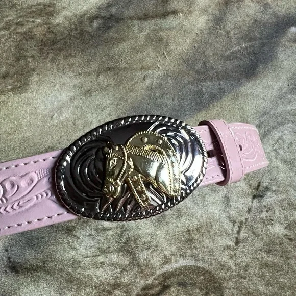 Nocona pink leather pony belt Sz xs